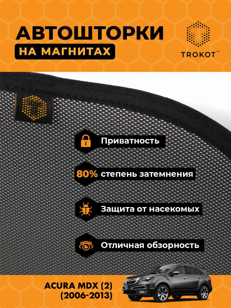 Автомобильные шторки Acura MDX (2) (2006-2013) Внедорожник 5 дв. Комплект на передние двери STANDART